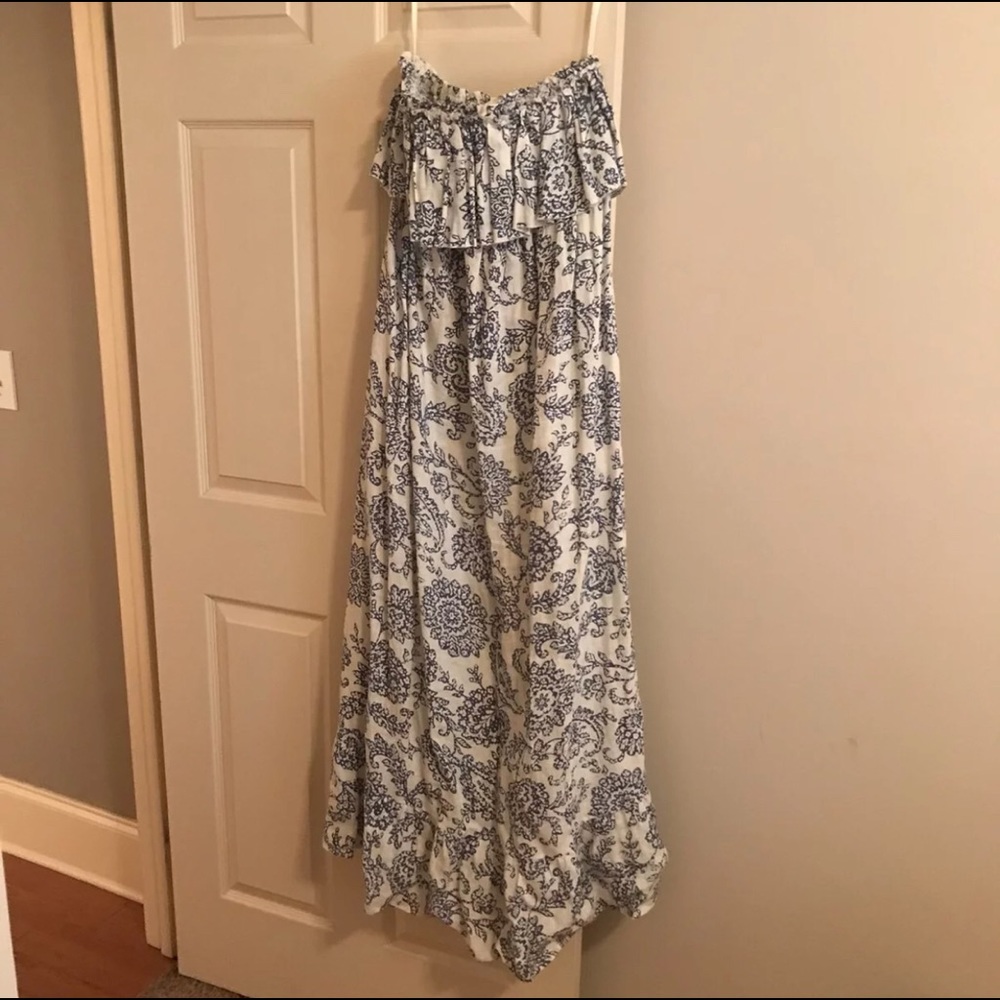 Floral Linen Ruffle Maxi Dress